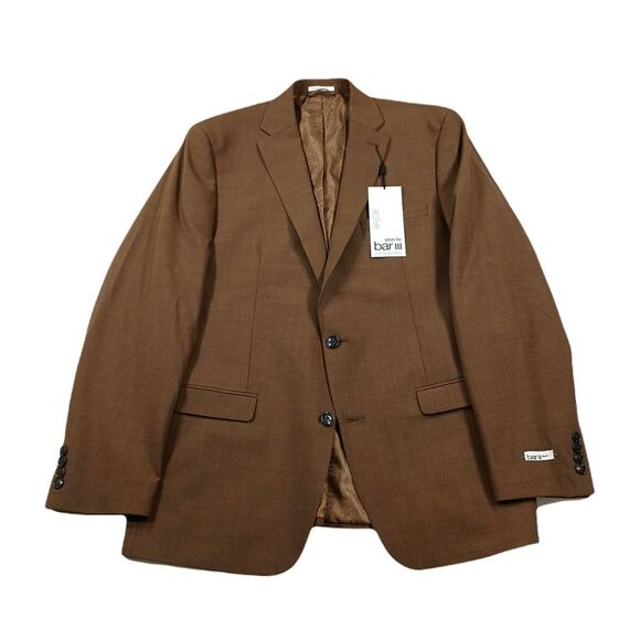 Bar‎ III Slim Fit Sport Coat Mens 44L 44 Brown Wool Blend - Picture 1 of 12
